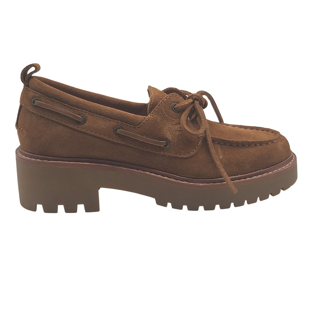 Sperry AO 2 Eye Lug Authentic Original Womens 7 Tan Suede Platform Boat Shoes